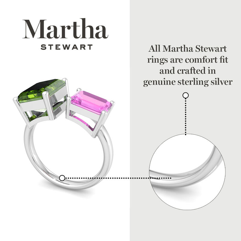 Martha Stewart 4 1/2ctw. Peridot & Pink Sapphire Two Stone Ring In Sterling Silver image number null